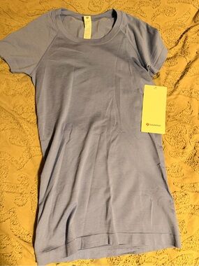 lululemon athletica Light Blue Short Sleeve Crew Neck Top